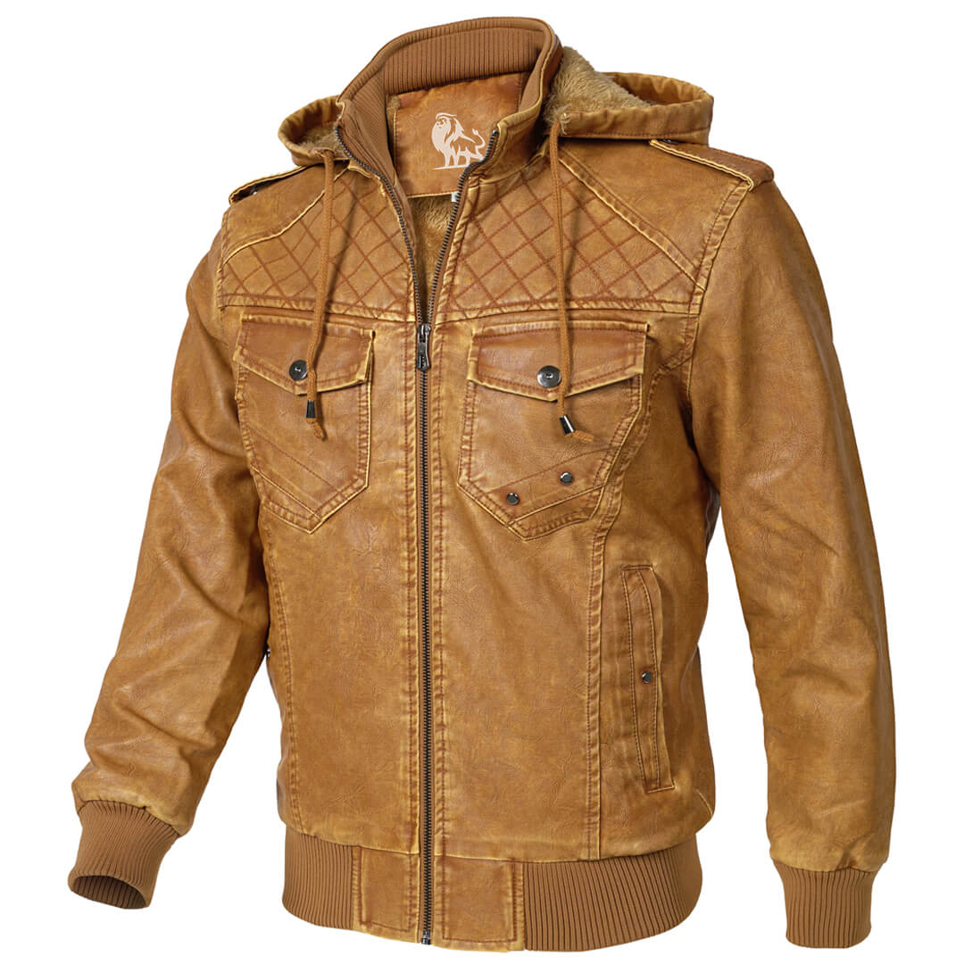 Leren Jas met Afneembare Capuchon Kunstleer Herfst Winter Heren Dames Casual Stijlvol Waterdicht Biker | Sansoti