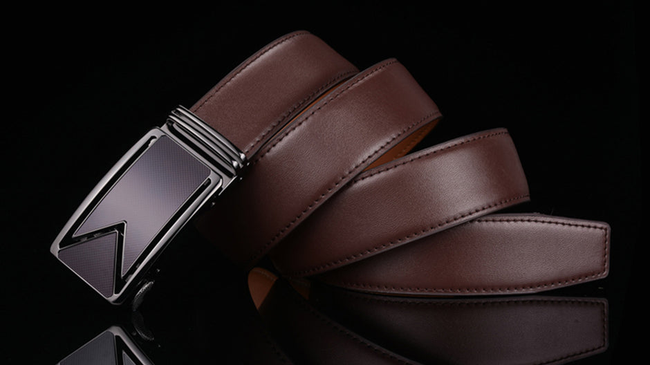 Lederen Riem Heren Volledig Leer Elegante Ceintuur Koffiebruin Met Klassieke Gesp Dagelijks Zakelijk | Sansoti