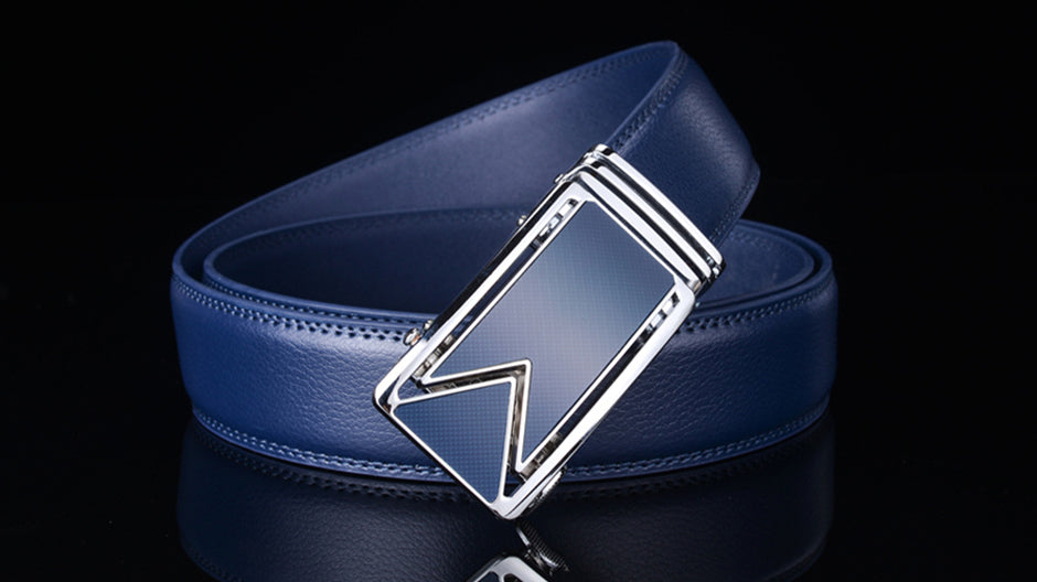 Ledergürtel Herren Vollnarbiges Rindsleder Marineblau Wasserdicht Kratzfest Klassisches Design 110-130cm Eleganter Hosengürtel | Sansoti