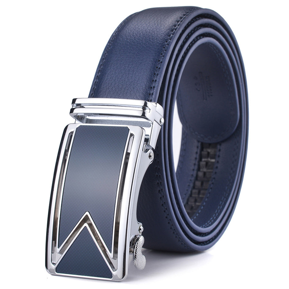 Ledergürtel Herren Vollnarbiges Rindsleder Marineblau Wasserdicht Kratzfest Klassisches Design 110-130cm Eleganter Hosengürtel | Sansoti