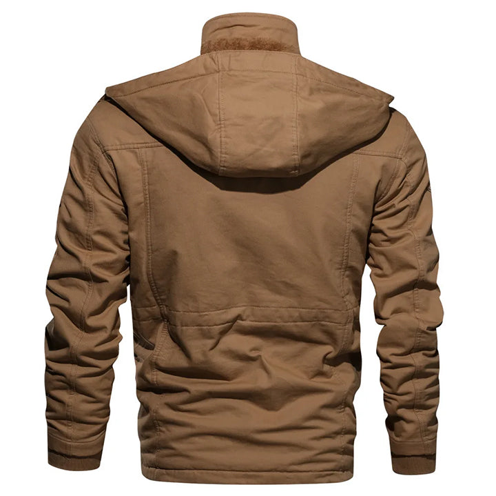 Outdoorjacke aus Baumwolle, wasserabweisend, mit abnehmbarer Kapuze, für Herren und Damen, Winter, Herbst, Wandern, Reisen und Camping | Sansoti