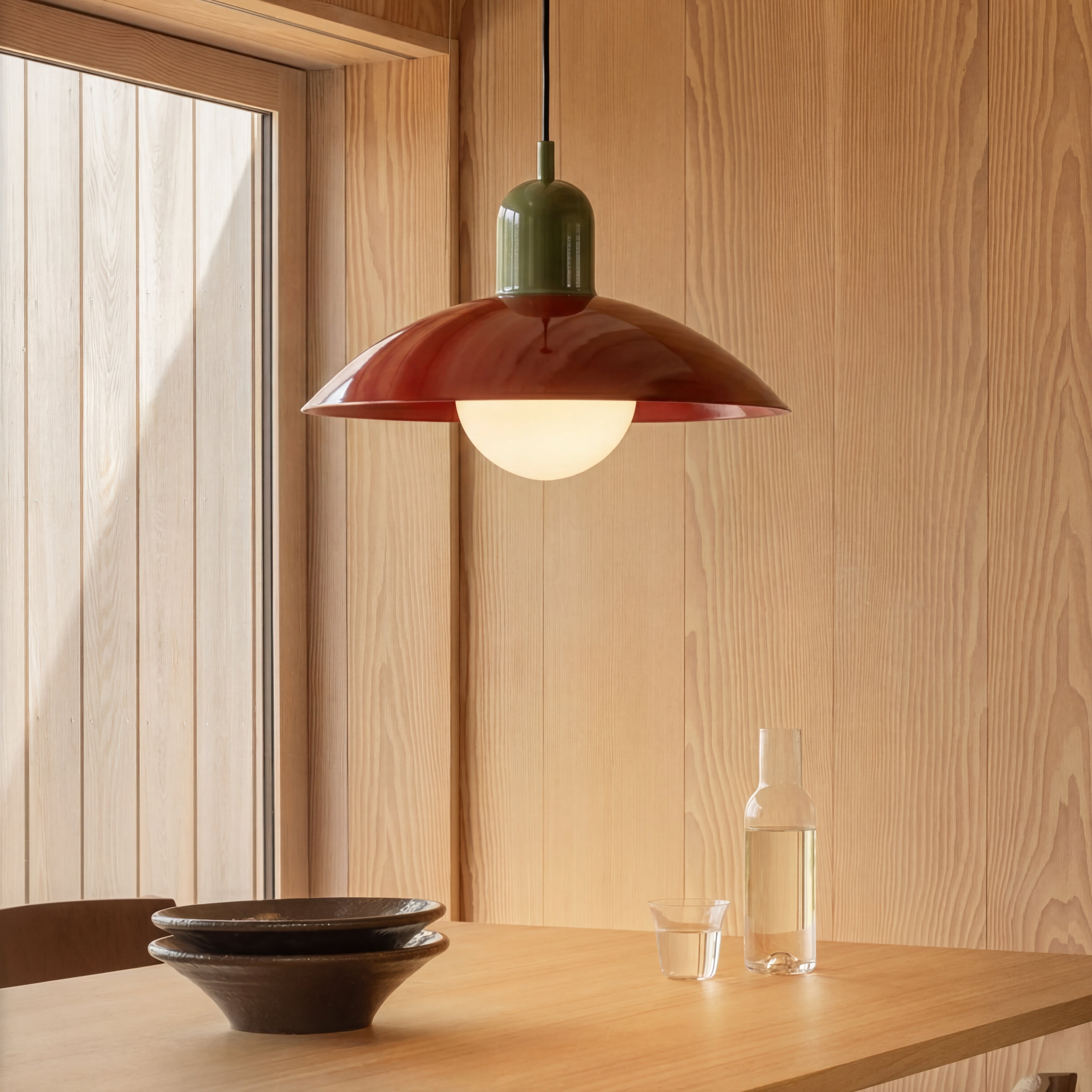 Dwukolorowa żelazna lampa wisząca Ø32 cm, ciepłobiała dioda LED do jadalni, kuchennej wyspy i salonu, styl rustykalny, nowoczesna | Sansoti