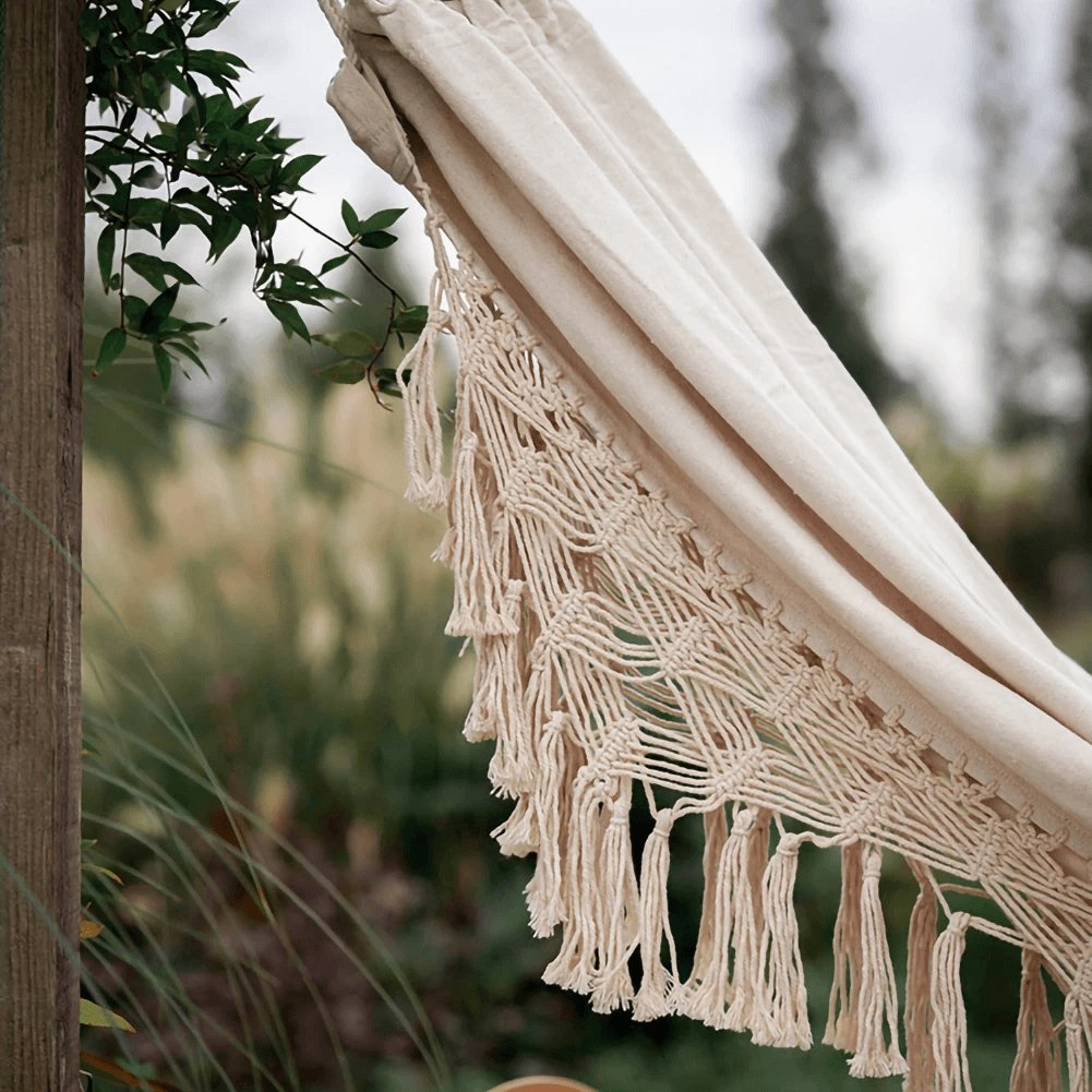 Handgemaakte Macramé Hangmat Tweepersoons Katoenen Touwwerk Balkon Veranda Tuin Terras | Sansoti