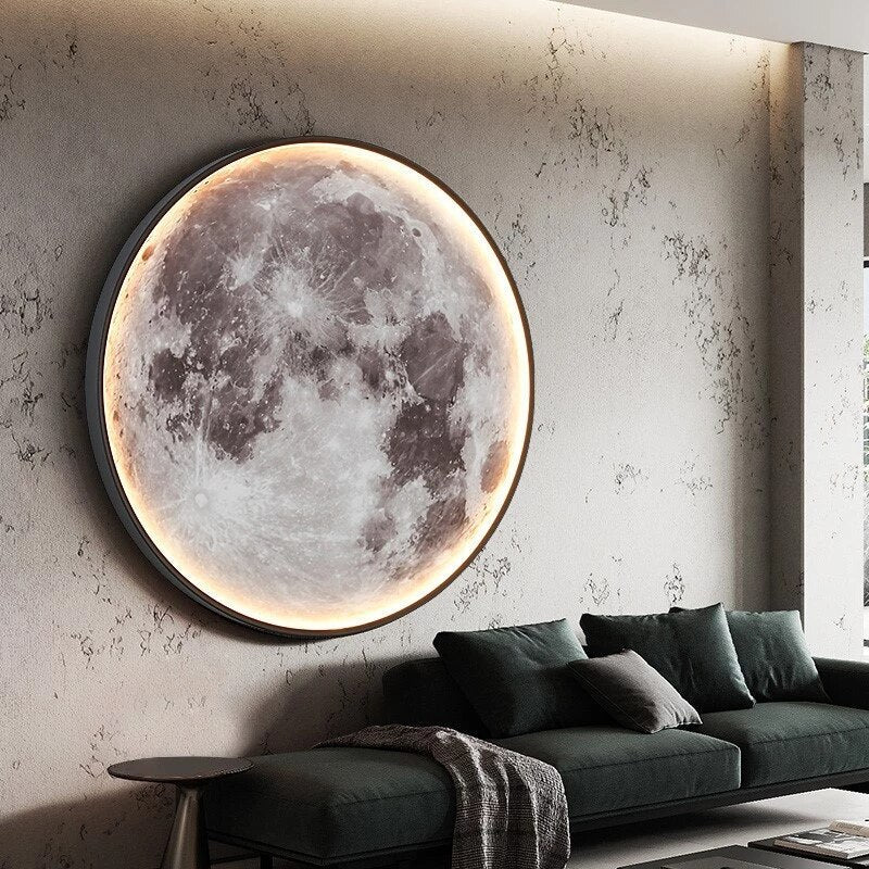 Applique murale lune avec lumière LED réglable et structure réaliste de la lune | Restfield