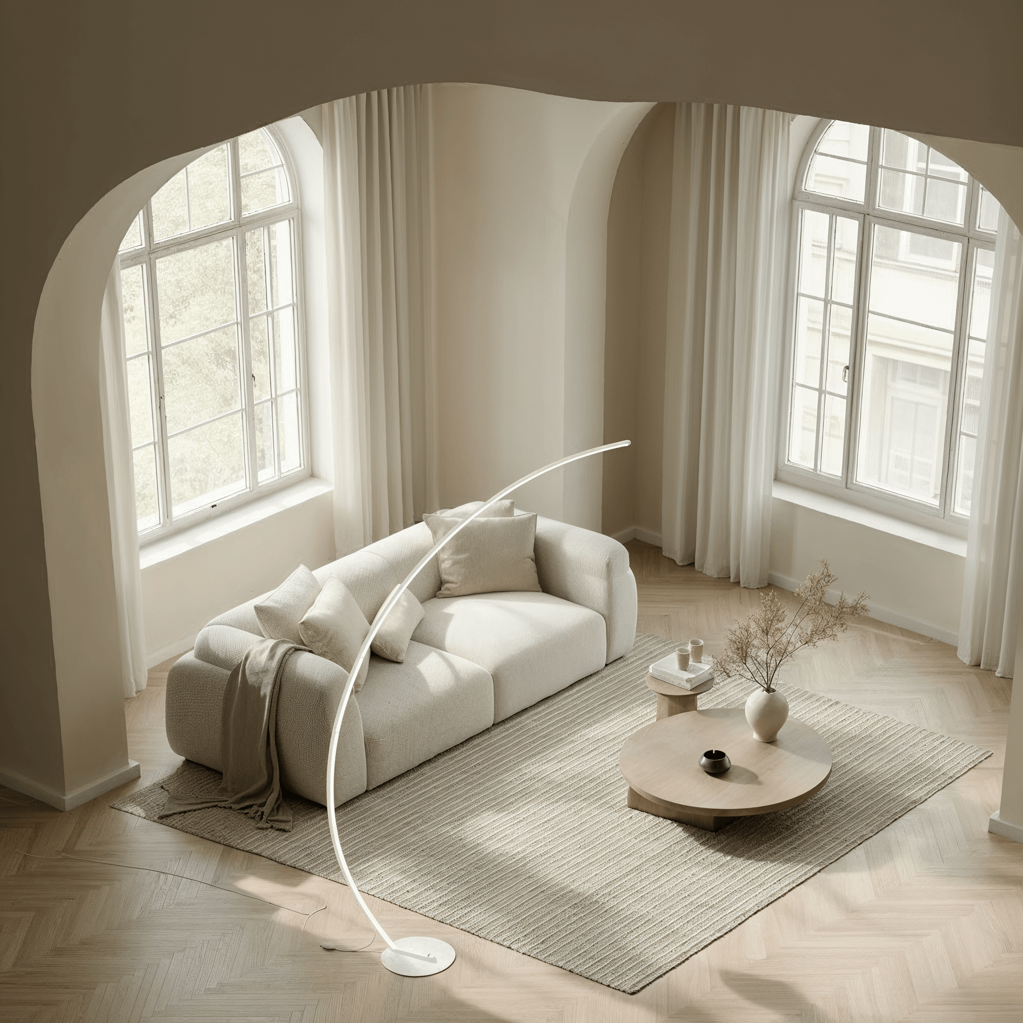 LED Stehleuchte Bogenlampe Schwarz Weiß Dimmbar 170cm Modernes Design | Restfield