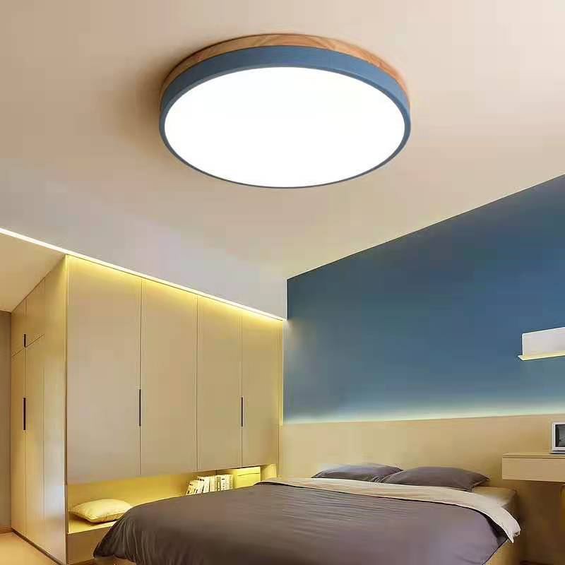 Ronde Plafondlamp met LED en Natuurlijk Hout — Scandinavisch Design met Dimfunctie | Sansoti
