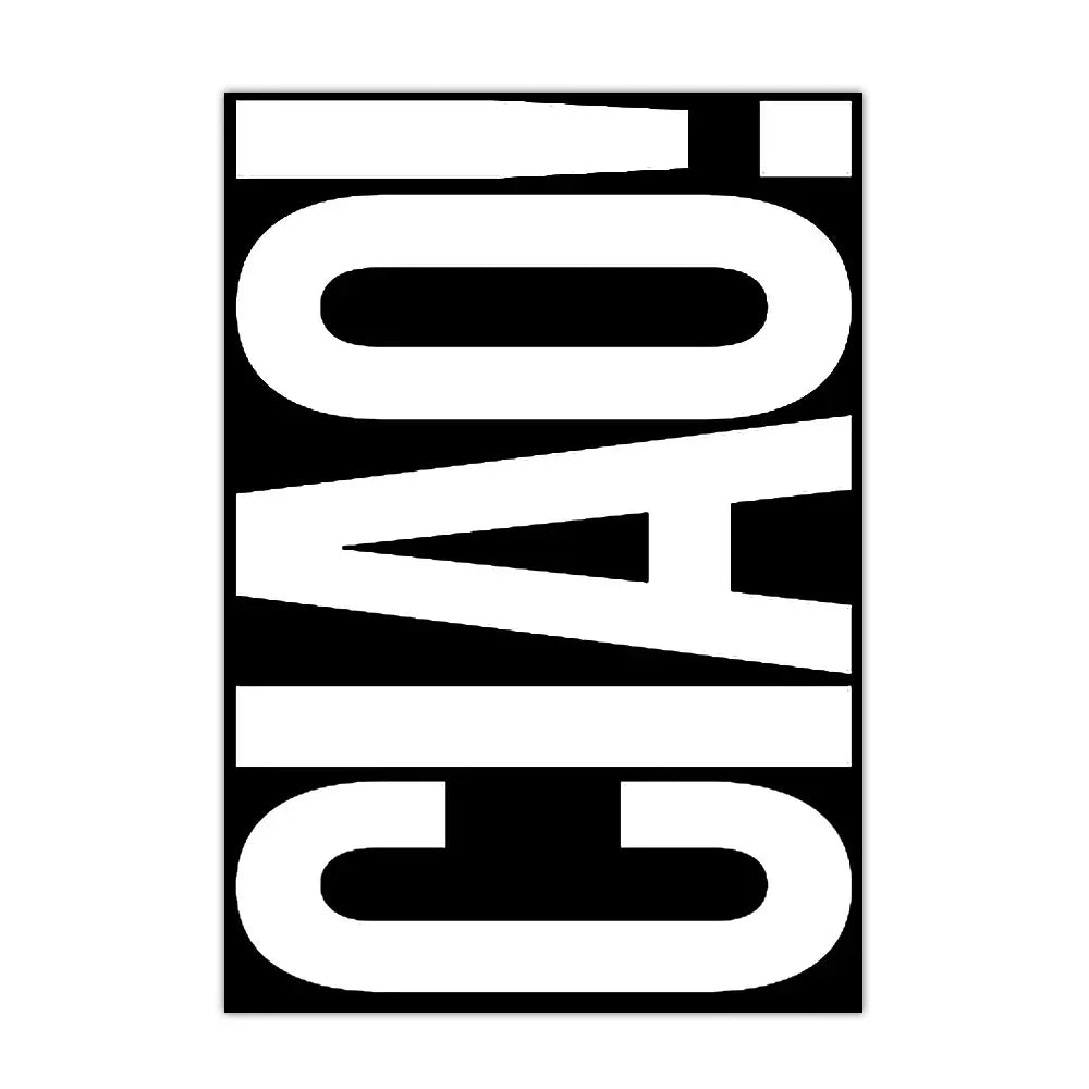 Canvas-Wandposter mit Ciao-Zitat in Schwarz, Weiß, Beige und Rosa, skandinavisches, minimalistisches Design, Wanddekoration fürs Wohnzimmer | Sansoti