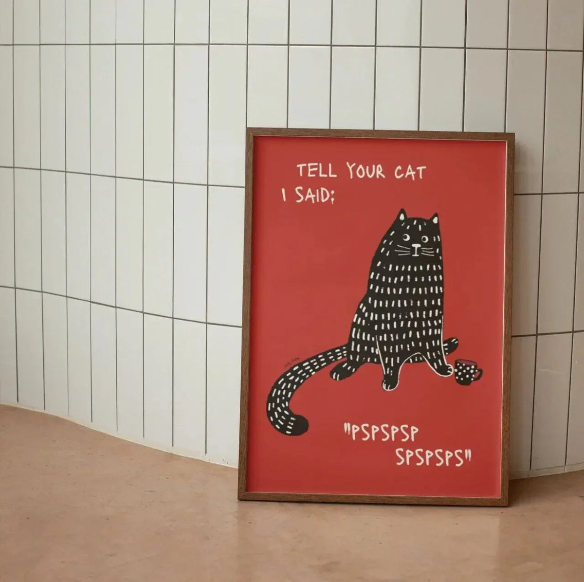 Canvasprint Zwarte Kat Wanddecoratie Minimalistisch Modern Interieur Humoristische Print Woonkamer Slaapkamer | Sansoti