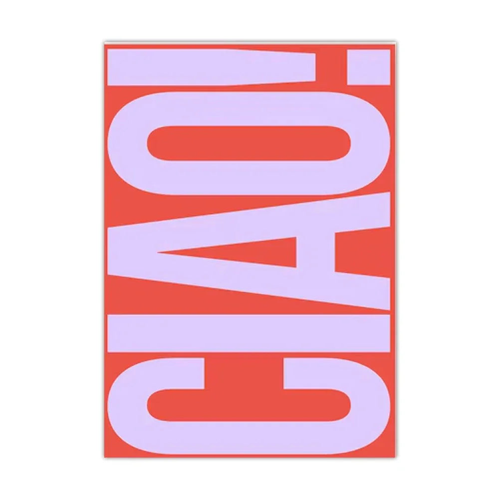Canvas-Wandposter mit Ciao-Zitat in Schwarz, Weiß, Beige und Rosa, skandinavisches, minimalistisches Design, Wanddekoration fürs Wohnzimmer | Sansoti