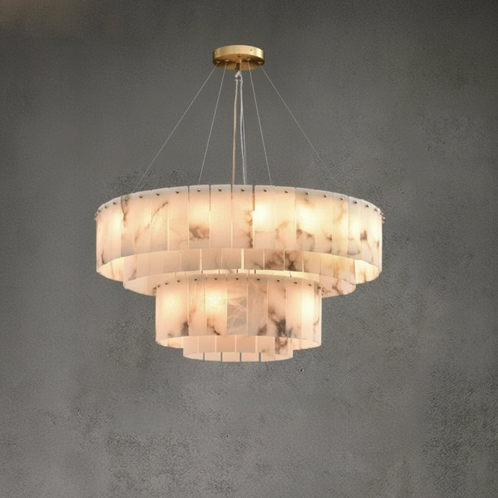 Albasten Kroonluchter Rond Metaal LED Hanglamp Dimbaar Woonkamer Eetkamer Lobby Restaurant Luxe Design | Sansoti