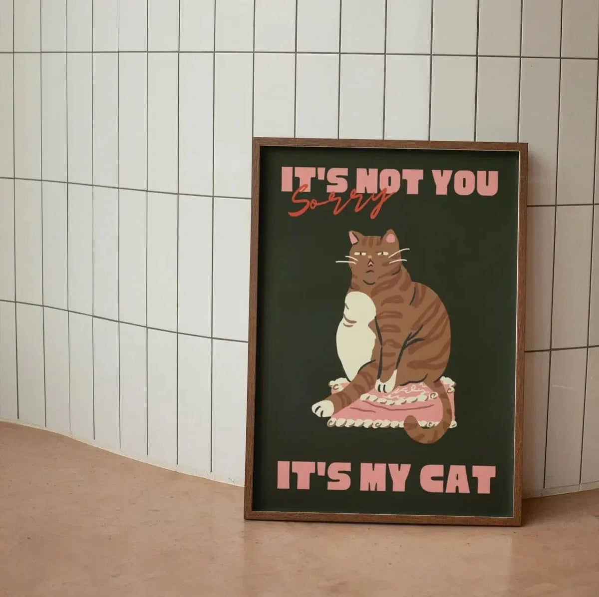 Canvasprint Zwarte Kat Wanddecoratie Minimalistisch Modern Interieur Humoristische Print Woonkamer Slaapkamer | Sansoti