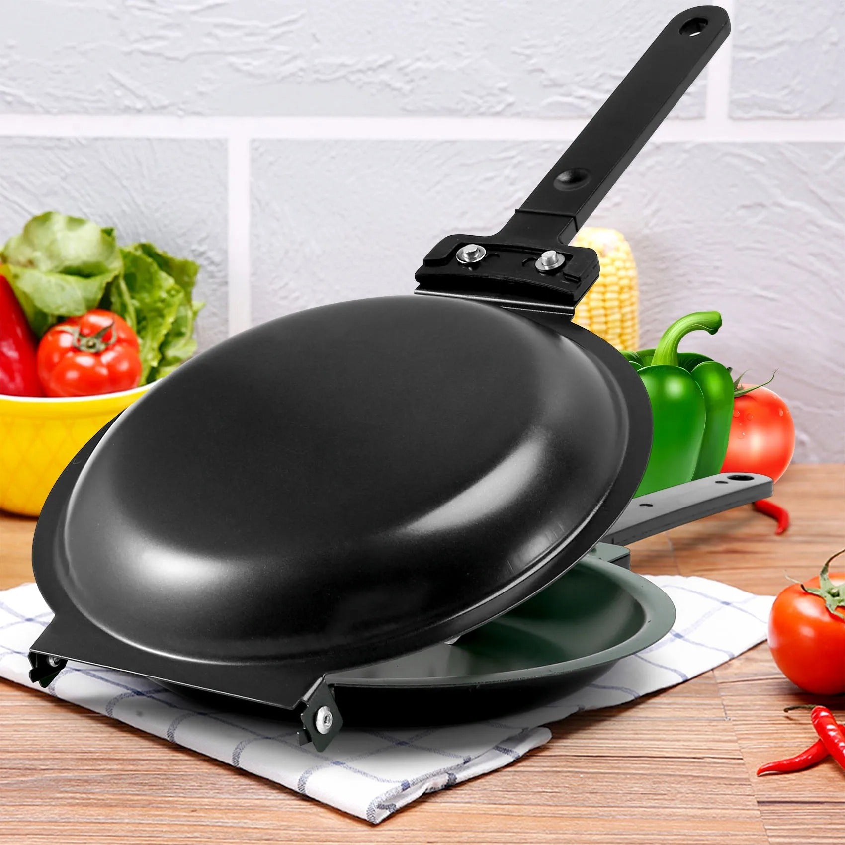 Beidseitige Pfannkuchenpfanne 19 cm Antihaft Schwarz Für Pfannkuchen Omelett Eierpfanne Wendbare Bratpfanne | Restfield