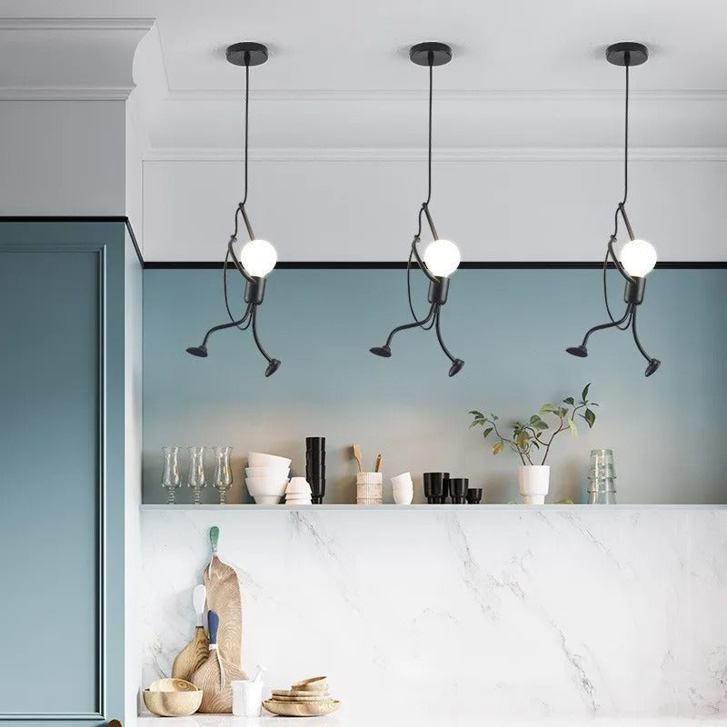 Menselijke Figuur Hanglamp Metaal Sculptuur Verlichting Moderne Design Kinderkamer Eetkamer Woonkamer | Sansoti