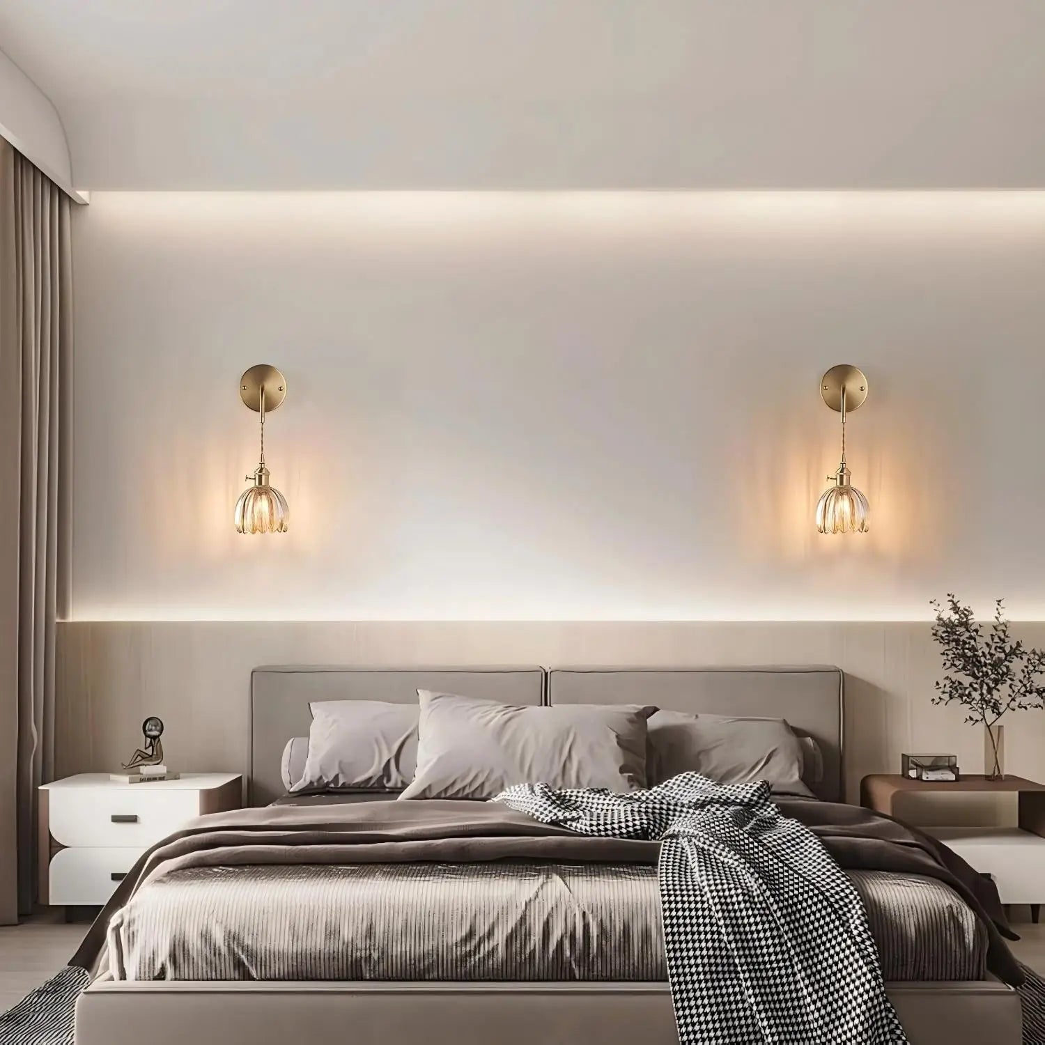 Retro-Wandleuchte mit tulpenförmigem Glasschirm, E27-Fassung, Schlafzimmer, Flur, Wohnzimmer, Esszimmer, Innenbeleuchtung | Sansoti
