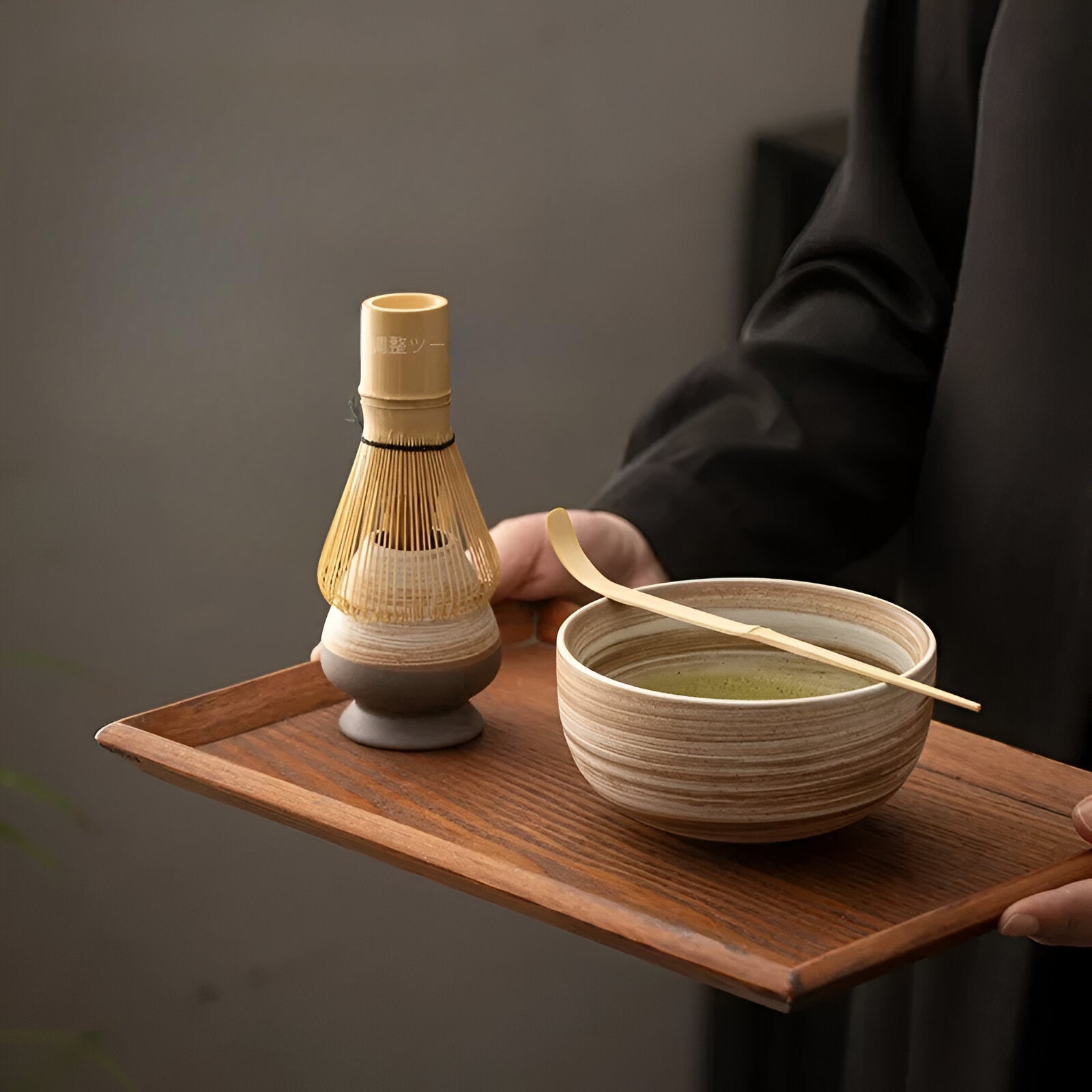 Matcha Set 4 Delig Keramiek Met Bamboe Klopper | Sansoti