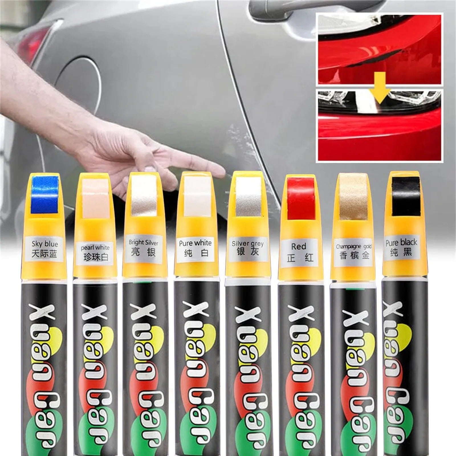 Lakstift Auto Krasverwijderaar Spuitpen 3 Stuks - Sneldrogende Lak Reparatieset Watervast - Verfstift Lakpen Krasherstel Autoverzorging Lakwerk | Sansoti