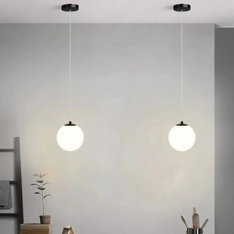 Glazen LED Hanglamp met Verstelbare Kabel – 1 of 2 Lichtpunten – Minimalistisch Design voor Eetkamer | Sansoti