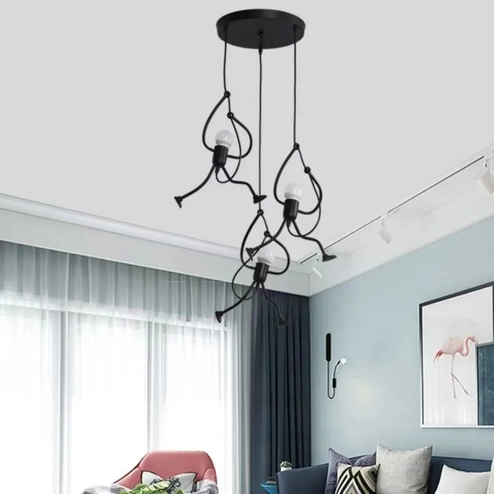 Menselijke Figuur Hanglamp Metaal Sculptuur Verlichting Moderne Design Kinderkamer Eetkamer Woonkamer | Sansoti