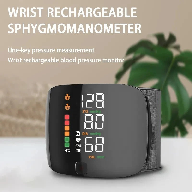 Draagbare Bloeddrukmeter Pols Oplaadbaar met Spraakfunctie Digitaal Thuis Gezondheidszorg Bloeddrukmonitor | Sansoti