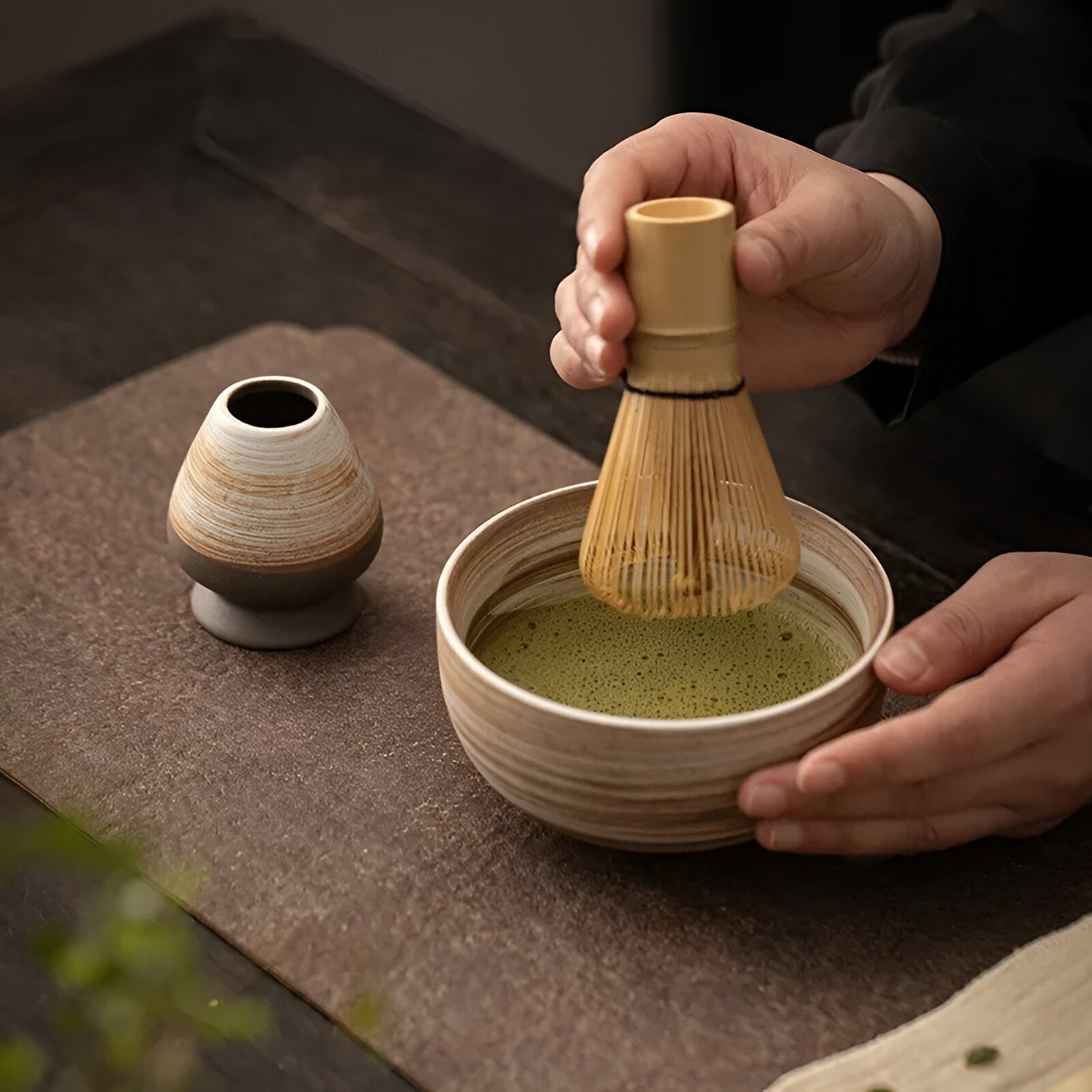 Matcha Set 4 Delig Keramiek Met Bamboe Klopper | Sansoti