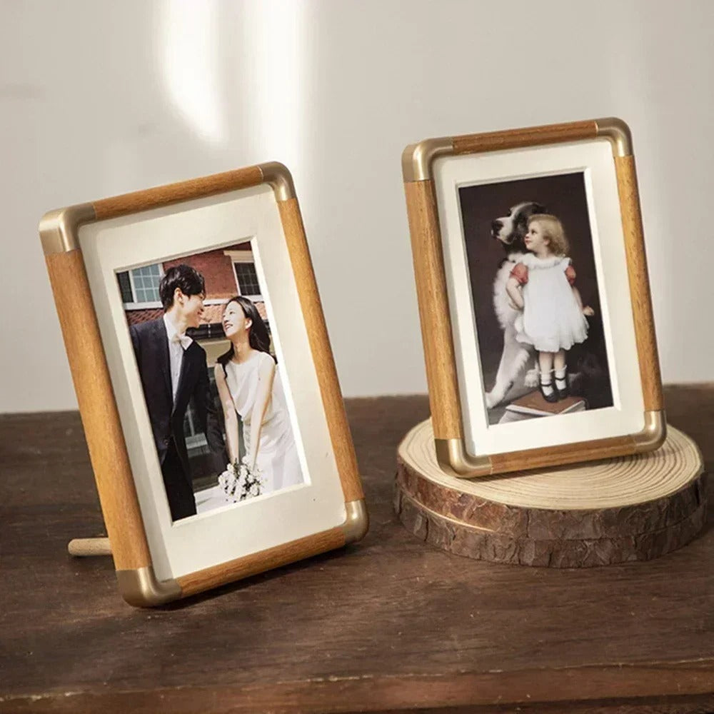Fotolijst Hout Messing Vintage Tafelmodel Staand Liggend Meerdere Maten | Sansoti