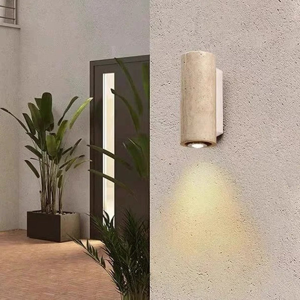 Wandleuchte aus gelbem Travertin, rund oder quadratisch, LED-Warmlicht für Schlafzimmer, Flur, Diele, Arbeitszimmer und Wohnzimmer | Sansoti