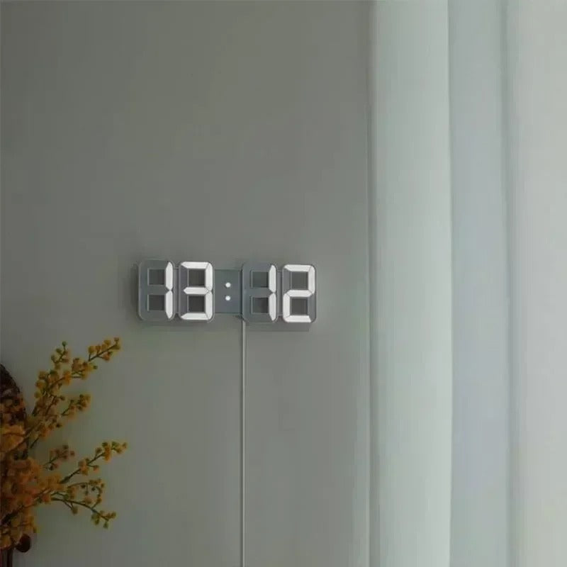 Digitale 3D-LED-Wanduhr Tischuhr mit Timer Helligkeitsregelung Schwebende Ziffern Weiß Schwarz Modernes Design | Sansoti