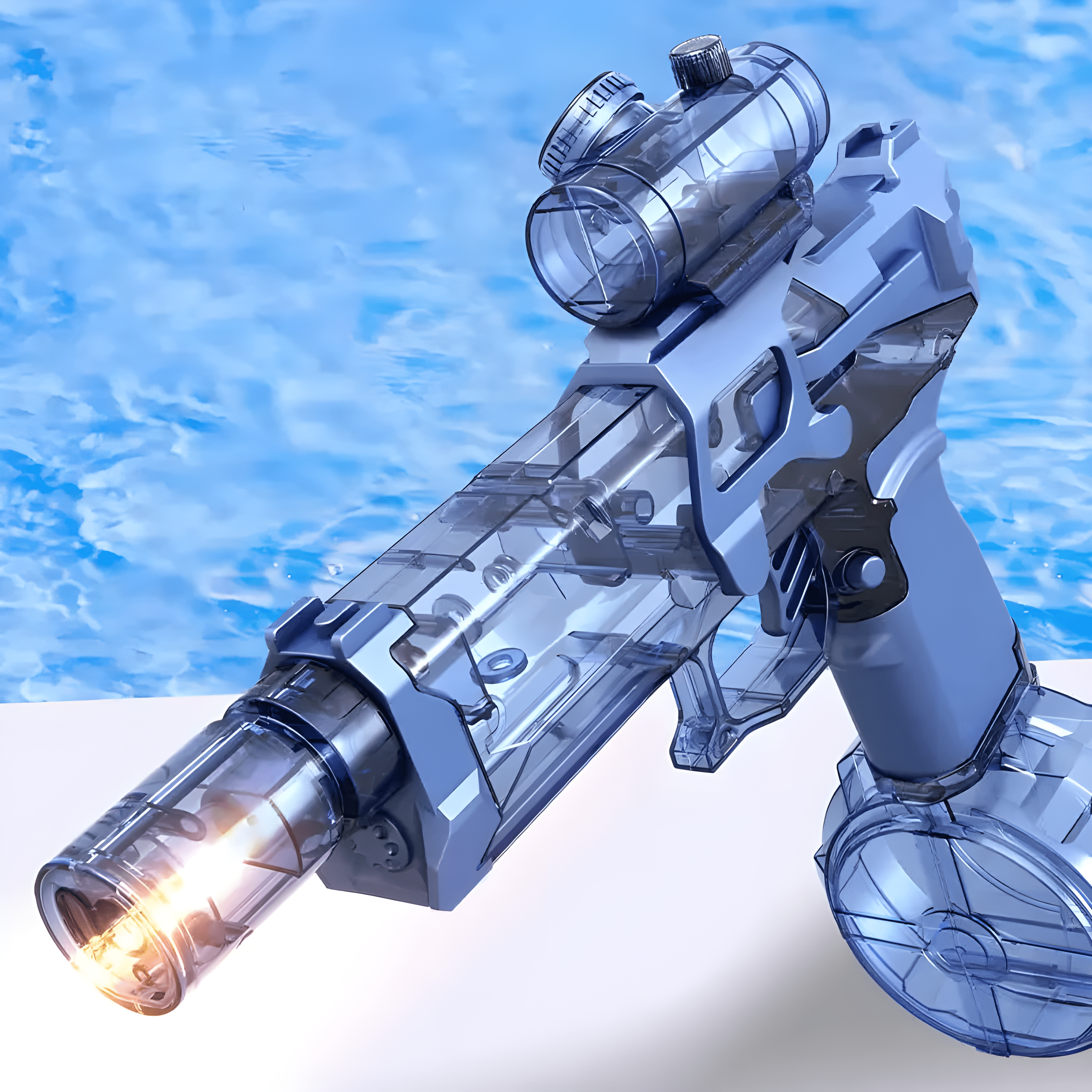 Elektrische Waterpistool Blauw en Zwart met LED-Verlichting 500ml Capaciteit voor Zwembad en Strand | Sansoti