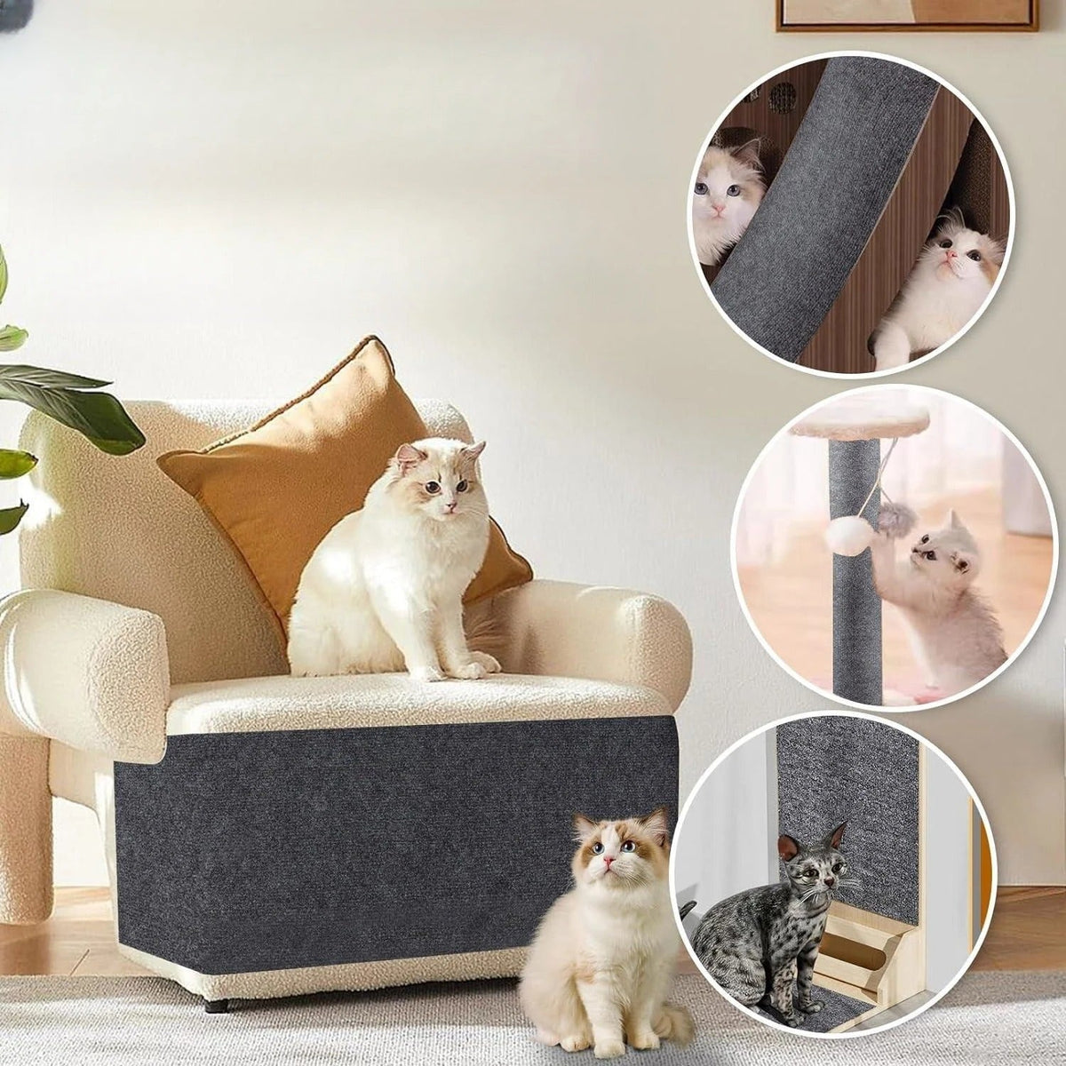 Möbelschutz für Katzen Verstellbar Textil Grau Beige Braun Blau Schwarz Creme Stoffpaneele | Sansoti