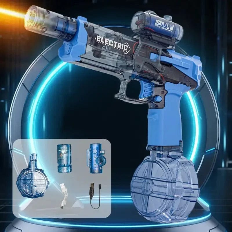 Elektrische Waterpistool Blauw en Zwart met LED-Verlichting 500ml Capaciteit voor Zwembad en Strand | Sansoti