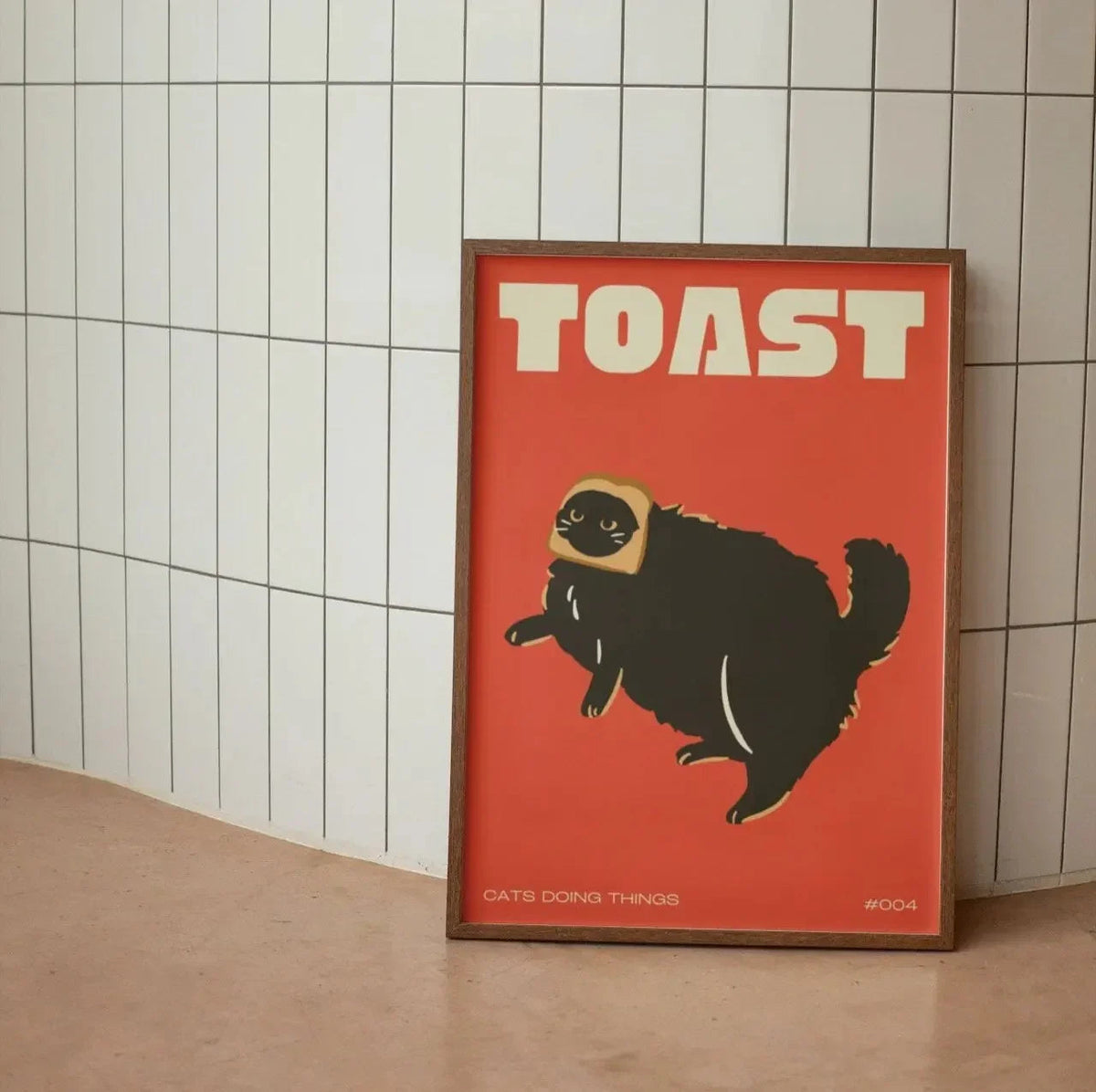 Canvasprint Zwarte Kat Wanddecoratie Minimalistisch Modern Interieur Humoristische Print Woonkamer Slaapkamer | Sansoti