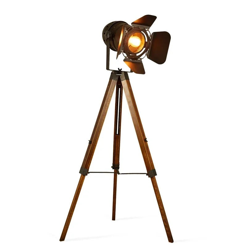 Statief Vloerlamp Vintage Metaal Hout Verstelbaar Industrieel Design voor Woonkamer Slaapkamer Leeshoek | Sansoti