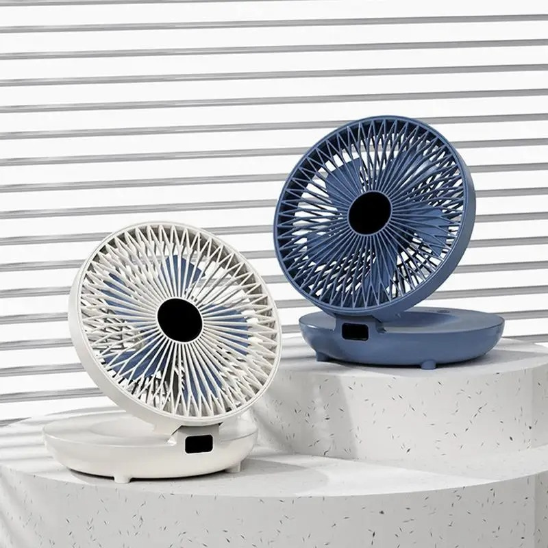 Draagbare ventilator, verstelbare oscillatie van 120°, USB-oplaadbaar, 4 snelheden, fluisterstil, tafel- en wandmontage | Sansoti
