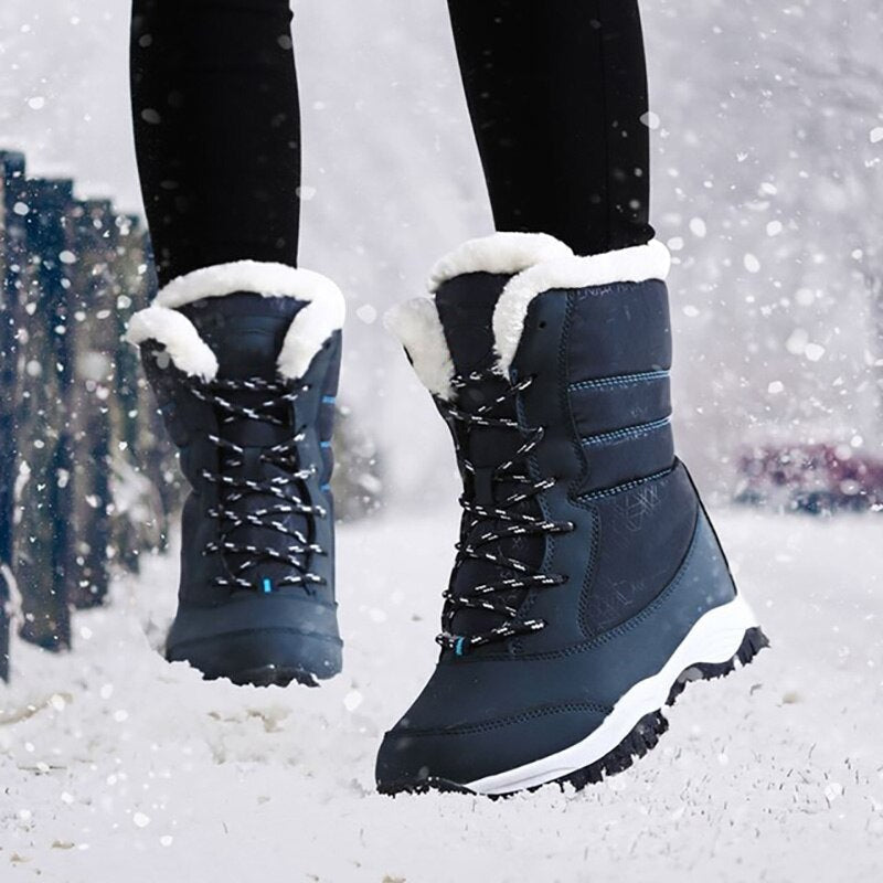 Gefütterte Winterstiefel für Damen mit weichem Plüschfutter, Schneestiefel, wasserdicht, lässig, warme Winterschuhe | Sansoti