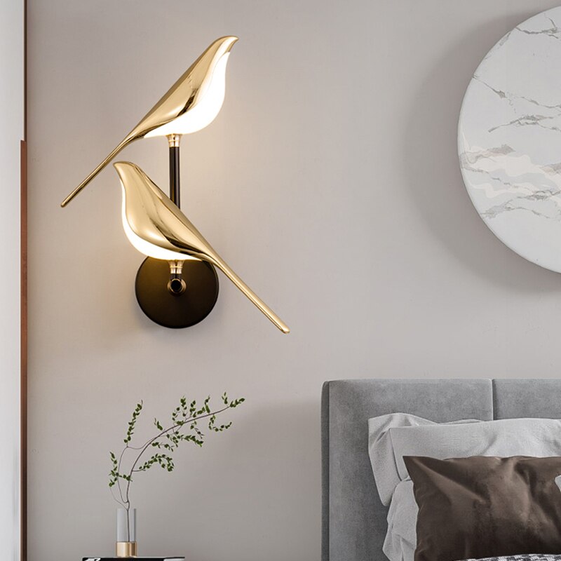 LED Wandlamp Vogel Design Goud Modern Sfeerlicht Woonkamer Slaapkamer Hal Energiezuinig Decoratief Interieur | Sansoti
