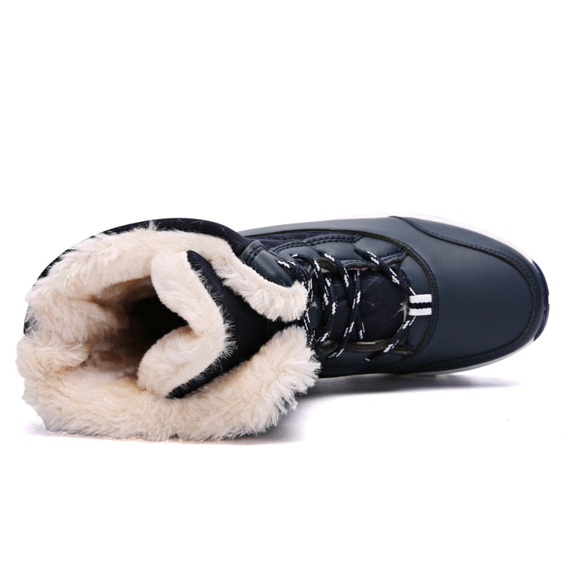 Gefütterte Winterstiefel für Damen mit weichem Plüschfutter, Schneestiefel, wasserdicht, lässig, warme Winterschuhe | Sansoti