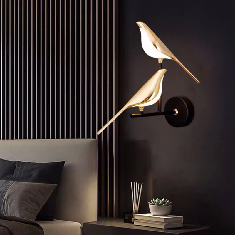 LED Wandlamp Vogel Design Goud Modern Sfeerlicht Woonkamer Slaapkamer Hal Energiezuinig Decoratief Interieur | Sansoti
