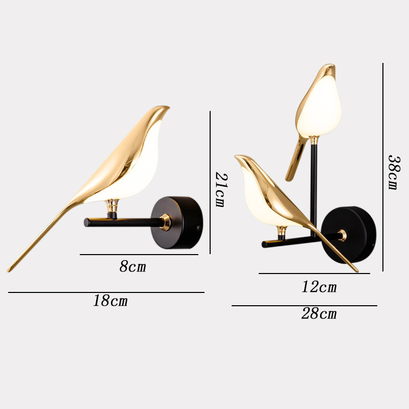 LED Wandlamp Vogel Design Goud Modern Sfeerlicht Woonkamer Slaapkamer Hal Energiezuinig Decoratief Interieur | Sansoti