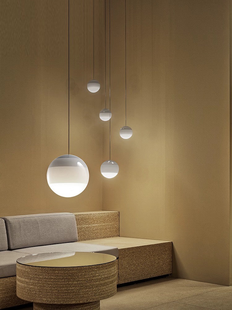 Dimmbar hängende Deckenleuchte aus gebürstetem Nickel und Glas E27 für Esszimmer und Wohnzimmer, moderne Beleuchtung im skandinavischen Design | Sansoti