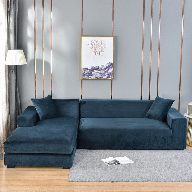 Housse de canapé extensible en velours - Housse universelle pour canapé 1-4 places - Protection antitache pour le salon | Sansoti