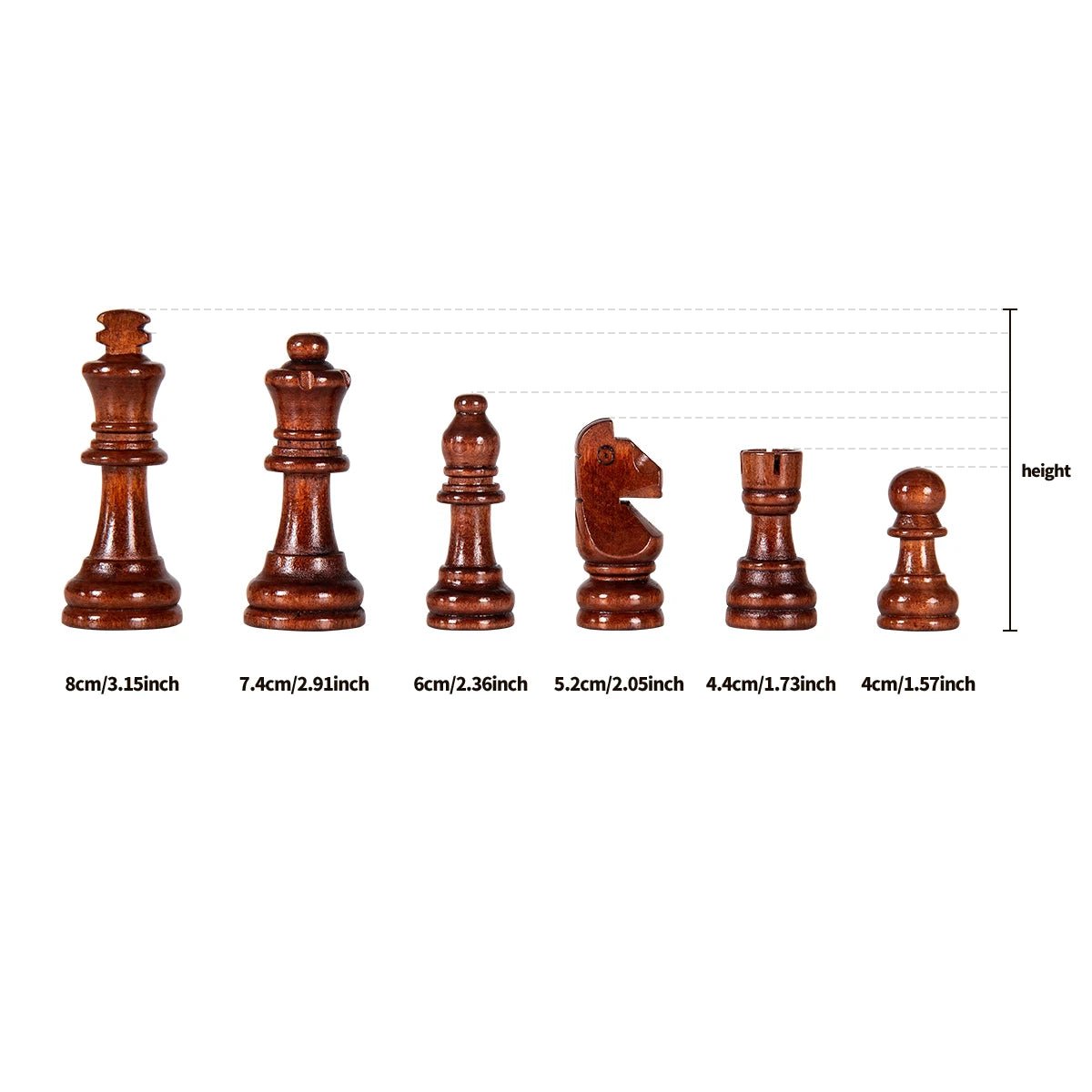 Foldable Chess Set Made of Solid Wood with Storage Compartment and Weighted Chess Pieces for Home, On the Go, and Travel | Sansoti