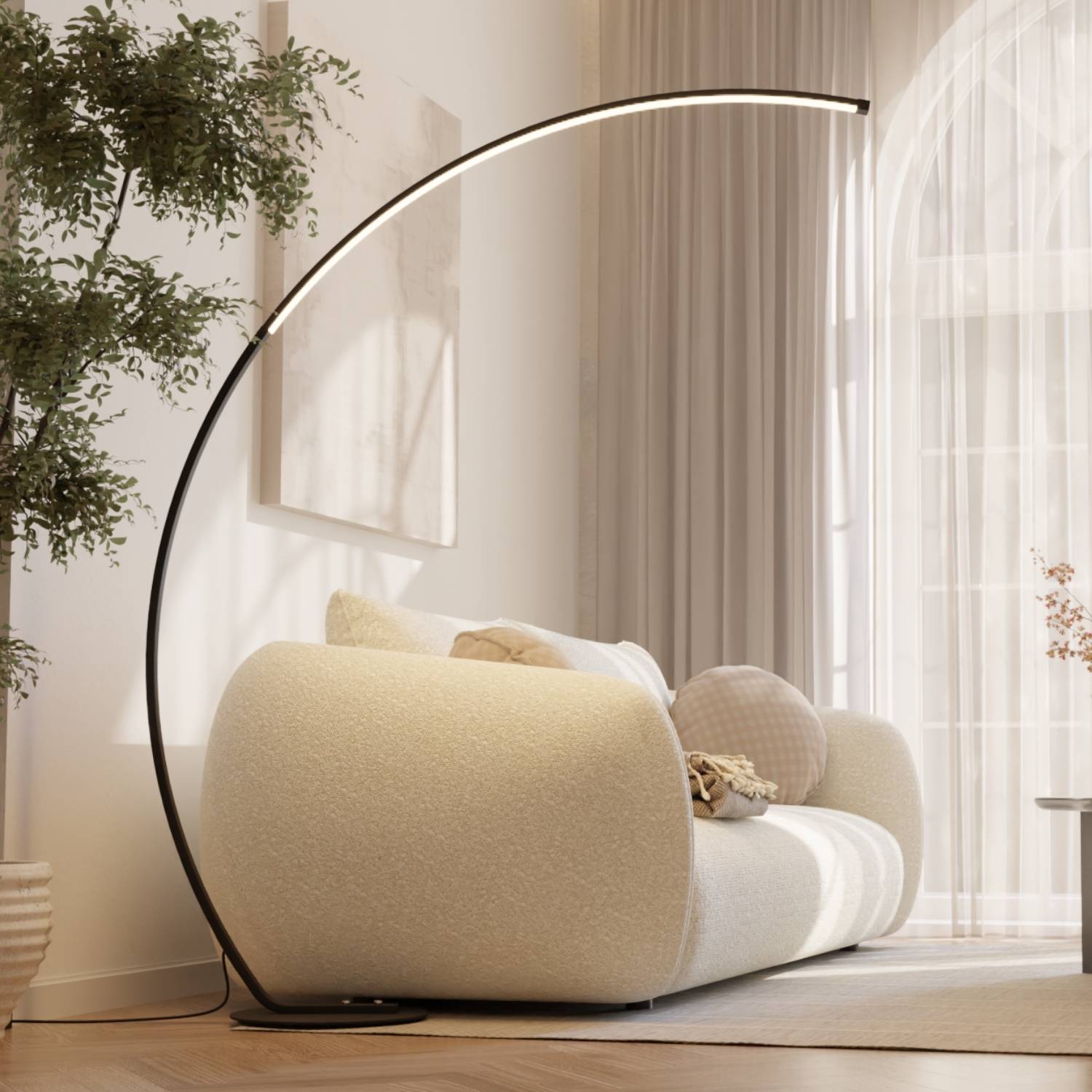 Vireon Bogenlampe – Minimalistische Design-Stehlampe für Wohnzimmer & Leseecke | Restfield
