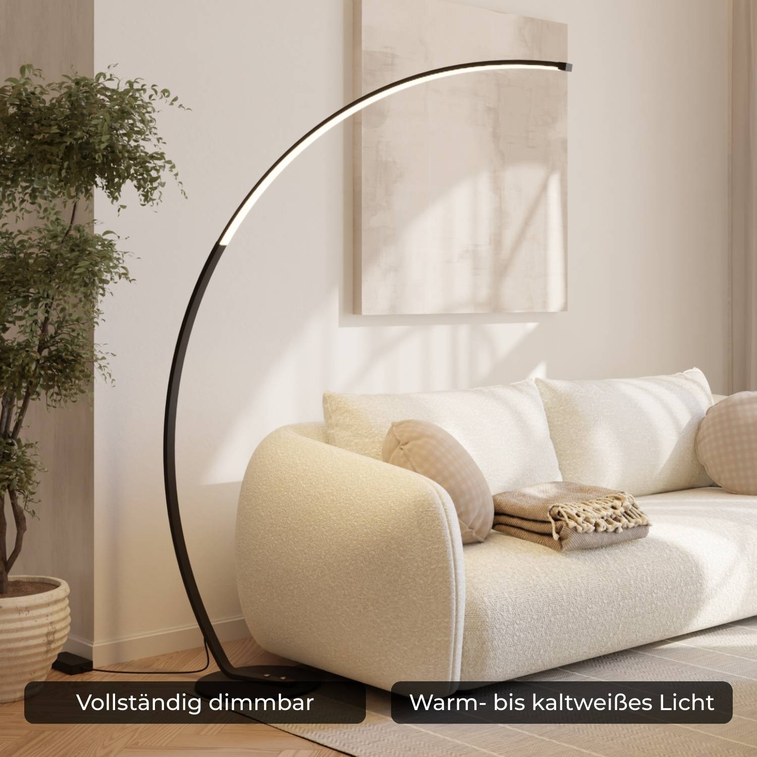 Vireon Bogenlampe – Minimalistische Design-Stehlampe für Wohnzimmer & Leseecke | Restfield