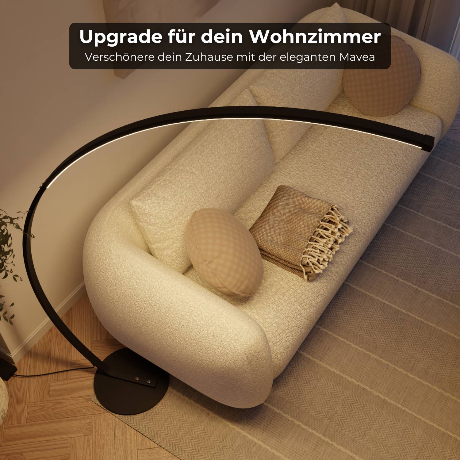 Vireon Bogenlampe – Minimalistische Design-Stehlampe für Wohnzimmer & Leseecke | Restfield
