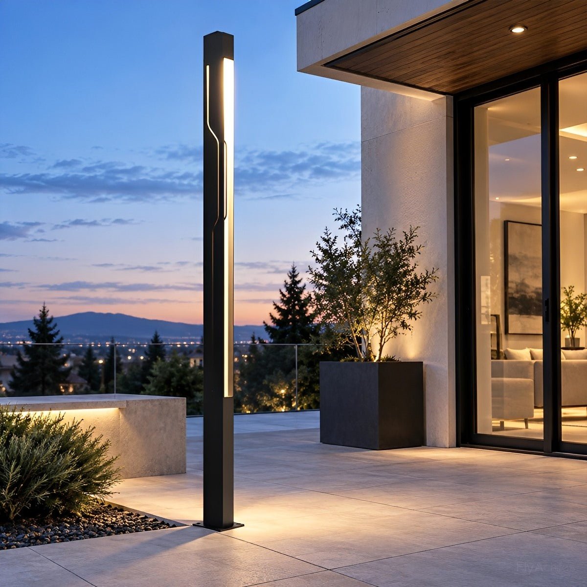 LED Garden Lighting Rectangular Black Stainless Steel 100-250cm Bollard Light Pathway Lighting Post Lighting Outdoor | Sansoti