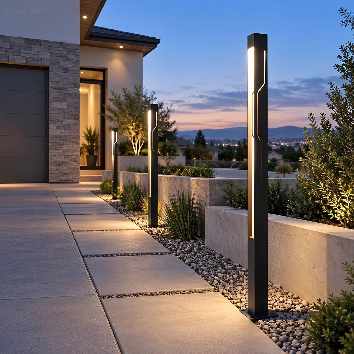 LED Garden Lighting Rectangular Black Stainless Steel 100-250cm Bollard Light Pathway Lighting Post Lighting Outdoor | Sansoti