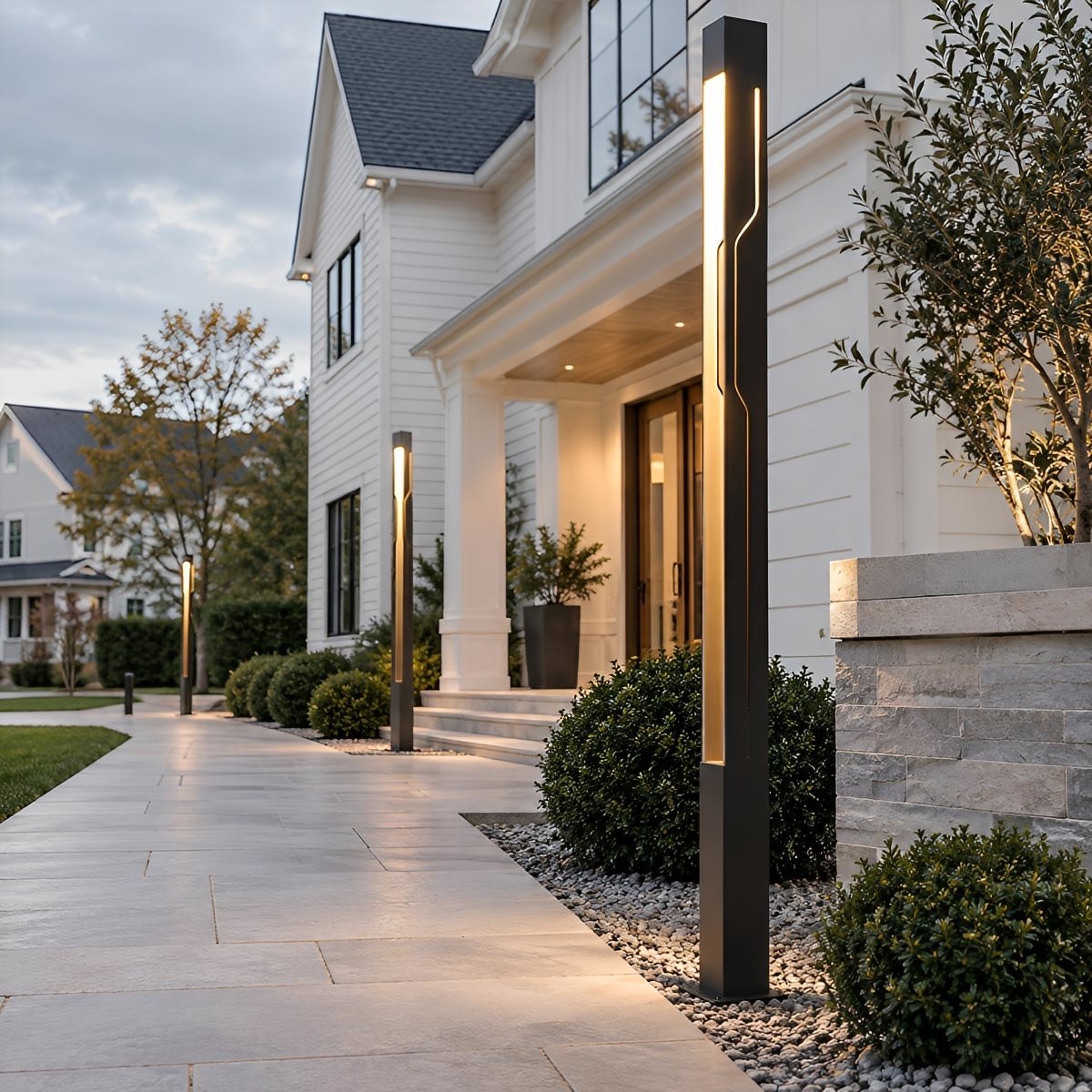 LED Garden Lighting Rectangular Black Stainless Steel 100-250cm Bollard Light Pathway Lighting Post Lighting Outdoor | Sansoti