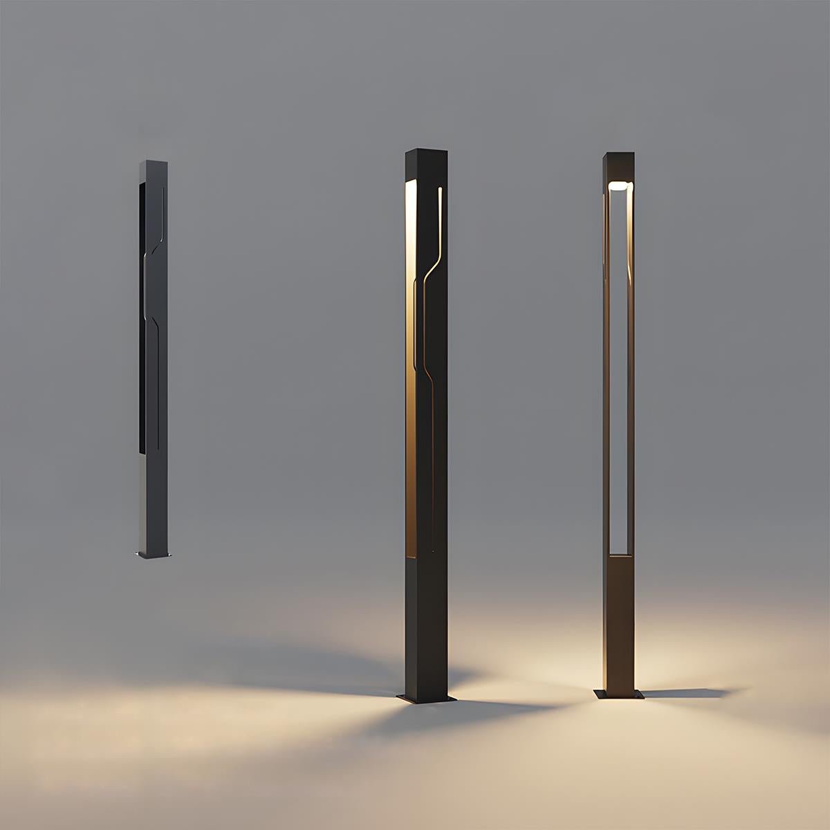 LED Garden Lighting Rectangular Black Stainless Steel 100-250cm Bollard Light Pathway Lighting Post Lighting Outdoor | Sansoti
