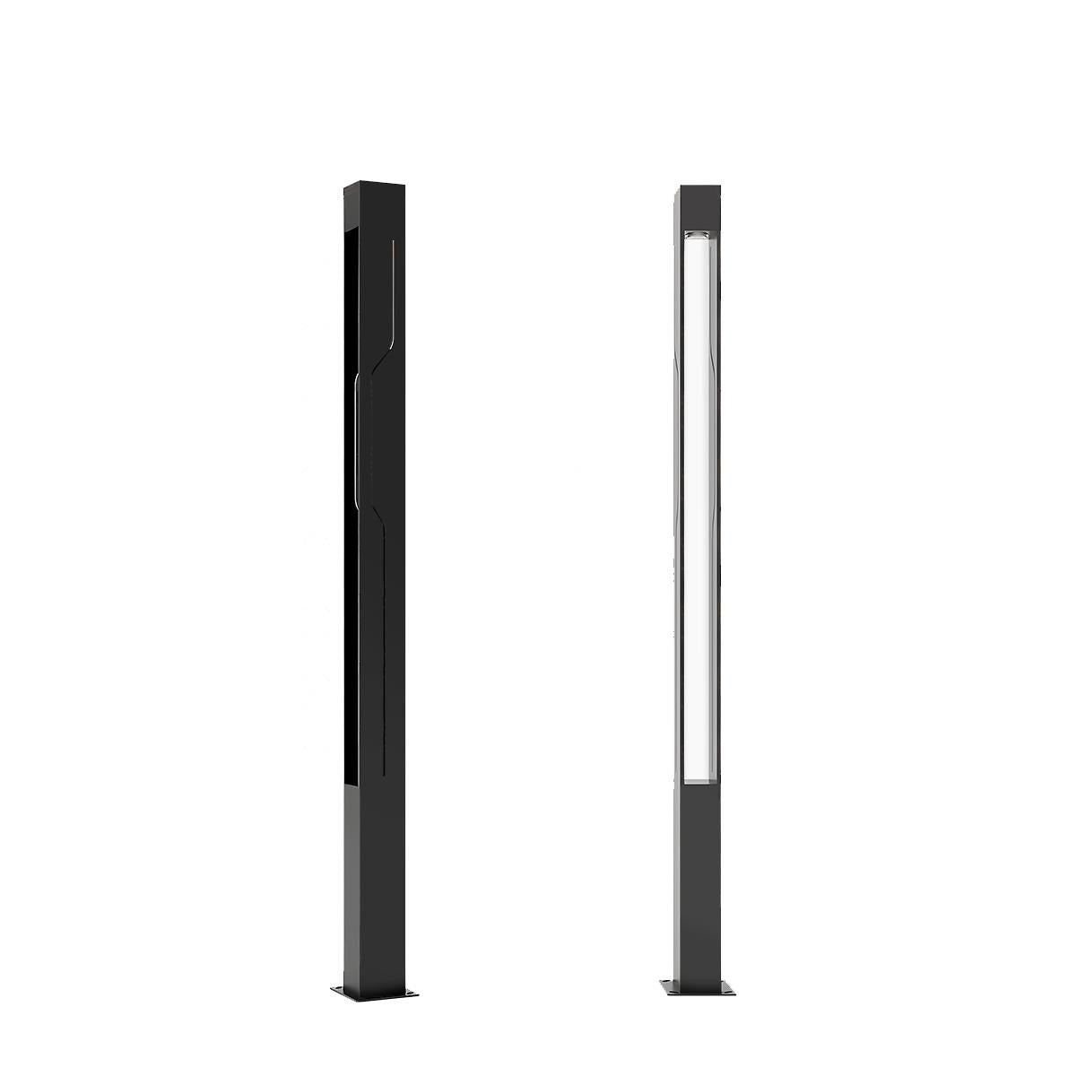 LED Garden Lighting Rectangular Black Stainless Steel 100-250cm Bollard Light Pathway Lighting Post Lighting Outdoor | Sansoti