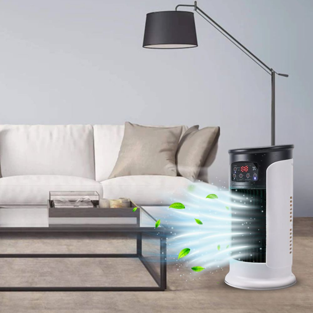 Mobiler 5-in-1-Luftkühler, Verdunstungsventilator, fahrbar, 300-ml-Wassertank, energiesparend, für das Homeoffice | Sansoti